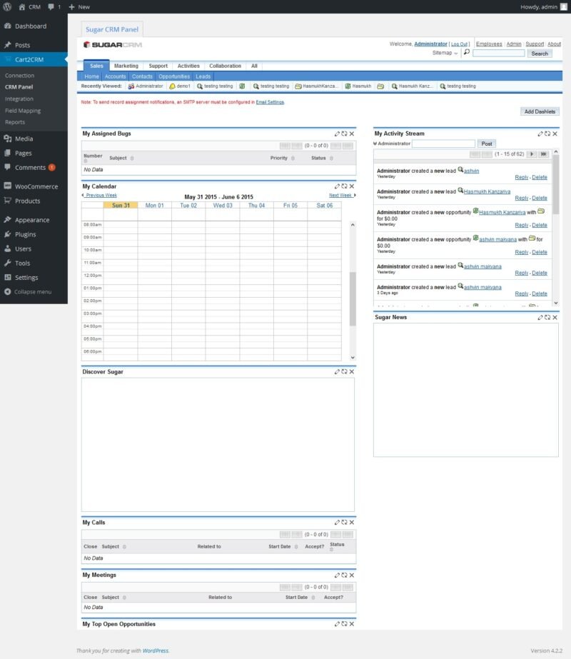 Woocommerce and SugarCRM integration